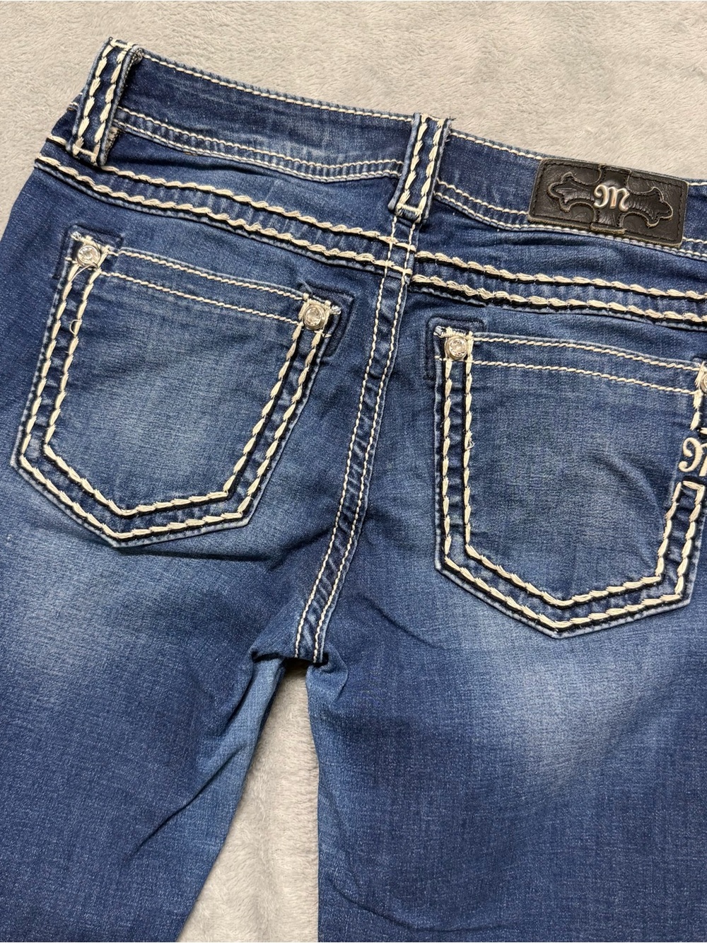 MISS ME Super Skinny Jeans Mid Rise with Embroidered Pockets Womens 28 MS5012G20